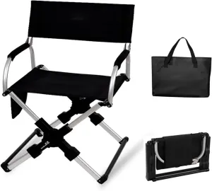 Directors Chairs Foldable with Carry Bag, Compact, Lightweight Collapsible Arm Chair for Outdoor Camping, Sports, Tailgates, Beach, and Fishing(Black)
