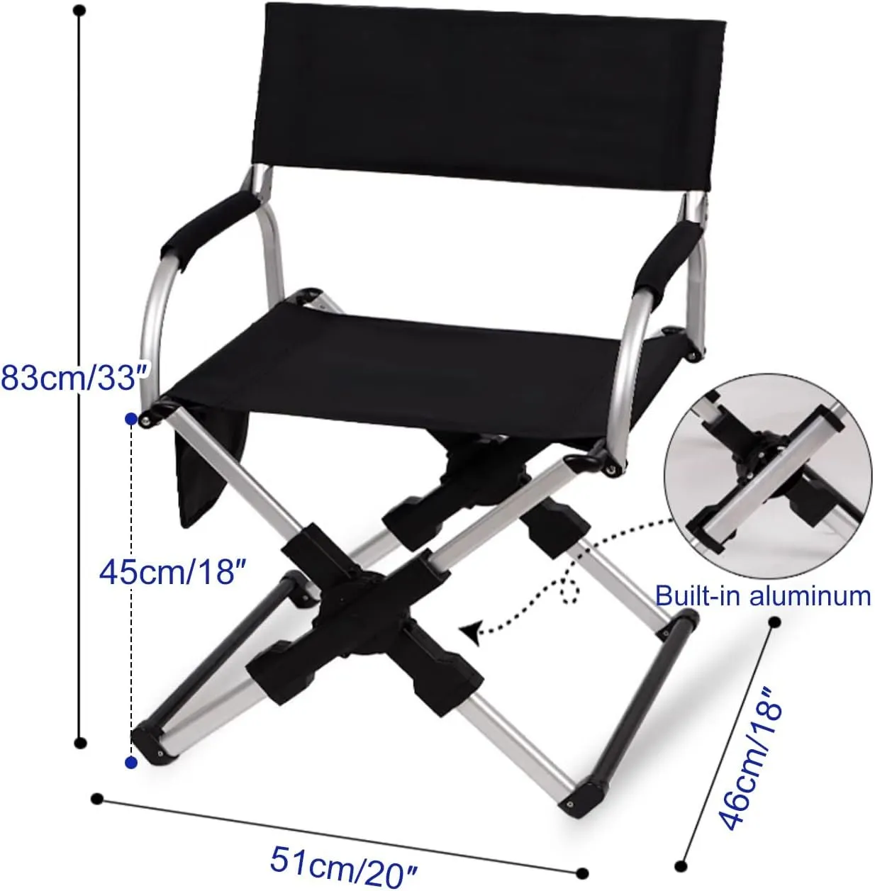 Directors Chairs Foldable with Carry Bag, Compact, Lightweight Collapsible Arm Chair for Outdoor Camping, Sports, Tailgates, Beach, and Fishing(Yellow)