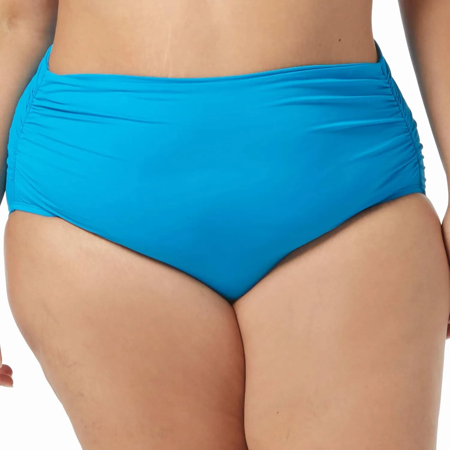 Diva High Waist Classic Bikini for Women — Full Coverage Figure Flattering Swim Bottom, Mesh Ruching for Natural Smoothing