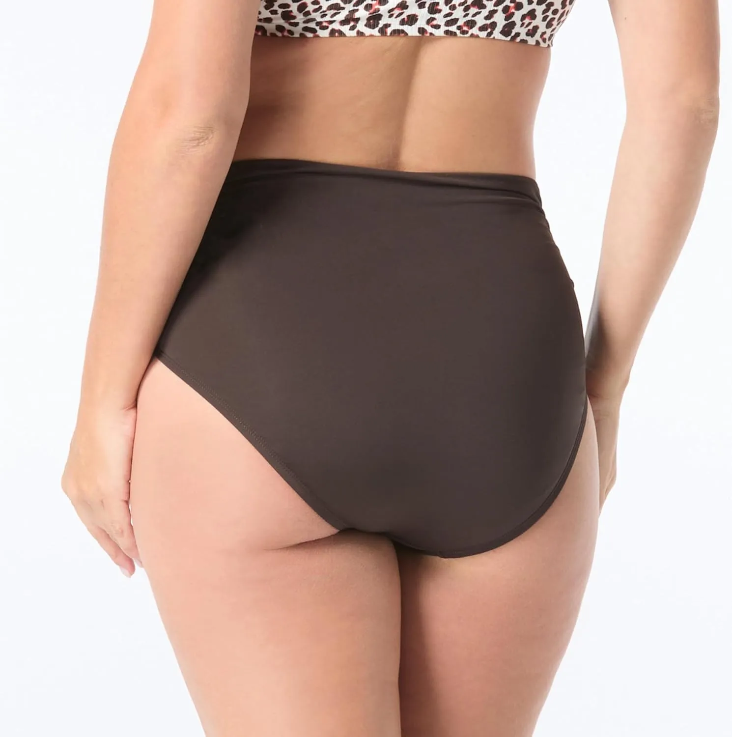 Diva High Waist Classic Bikini for Women — Full Coverage Figure Flattering Swim Bottom, Mesh Ruching for Natural Smoothing