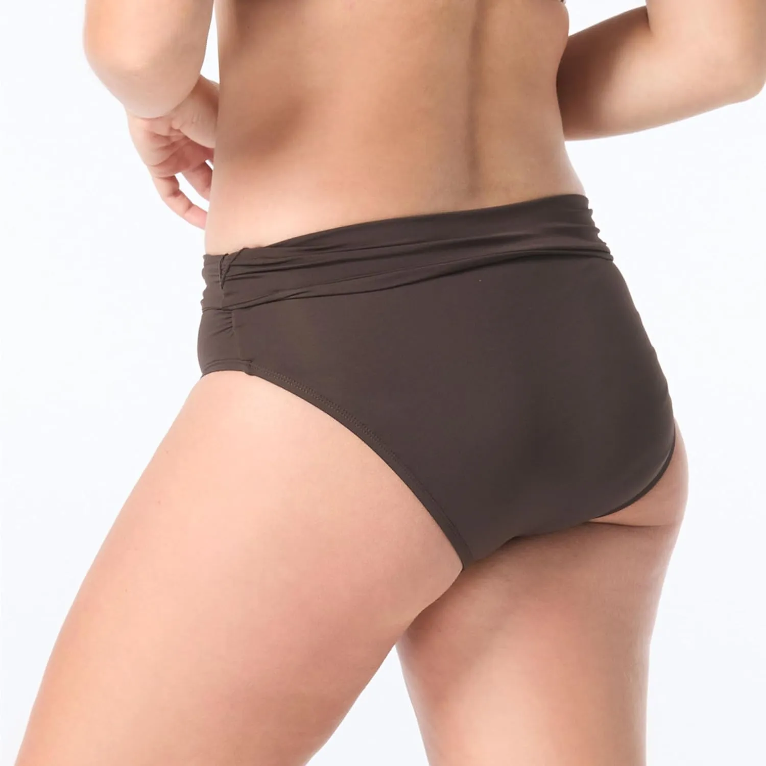 Diva High Waist Classic Bikini for Women — Full Coverage Figure Flattering Swim Bottom, Mesh Ruching for Natural Smoothing