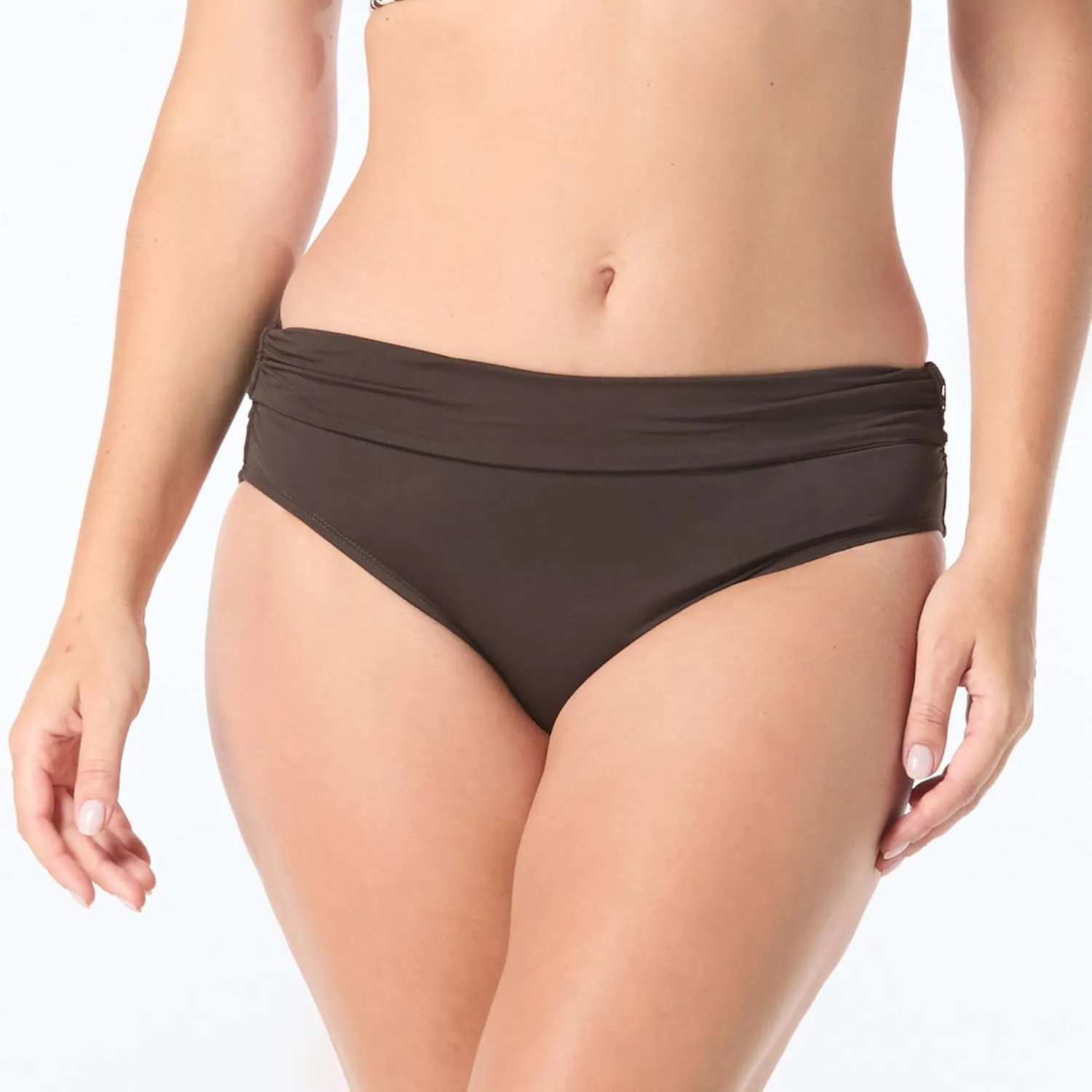 Diva High Waist Classic Bikini for Women — Full Coverage Figure Flattering Swim Bottom, Mesh Ruching for Natural Smoothing