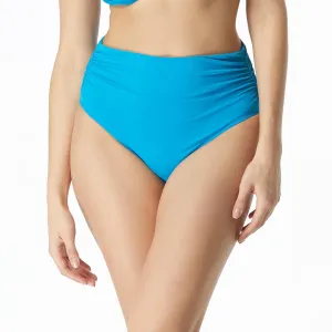 Diva High Waist Classic Bikini for Women — Full Coverage Figure Flattering Swim Bottom, Mesh Ruching for Natural Smoothing