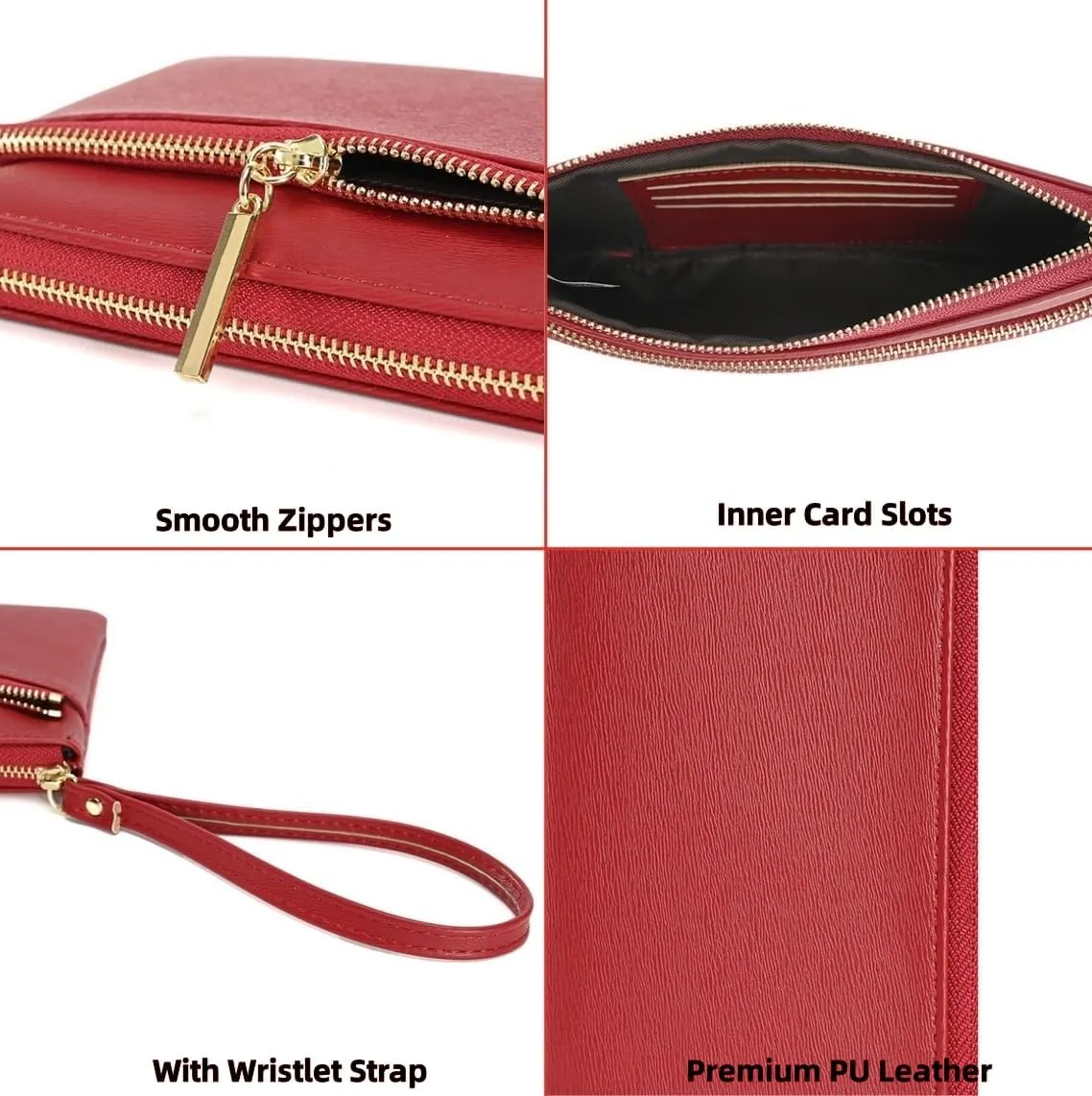 DOB SECHS Small Leather Wristlet Purses for Women Women's Clutch Handbags Wallet Cell Phone Purse Pouch Bags with Card Slots
