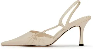 DOEYG Pointed Toe Slingback Heels for Women Sexy Buckle Strap Slingback Pumps Stiletto Heels Wedding Party Dress Backless Heeled Pumps