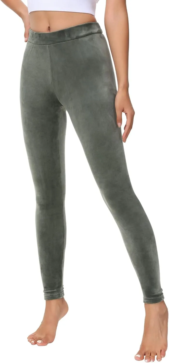 Dolcevida Women Cozy Velour Legging High Waist Buttery Soft Warm Velvet Stretch Seamless Yoga Pant