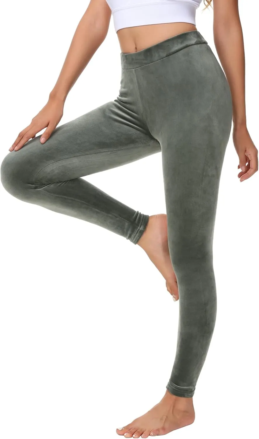 Dolcevida Women Cozy Velour Legging High Waist Buttery Soft Warm Velvet Stretch Seamless Yoga Pant