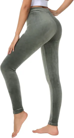 Dolcevida Women Cozy Velour Legging High Waist Buttery Soft Warm Velvet Stretch Seamless Yoga Pant