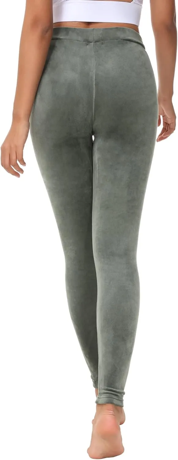 Dolcevida Women Cozy Velour Legging High Waist Buttery Soft Warm Velvet Stretch Seamless Yoga Pant