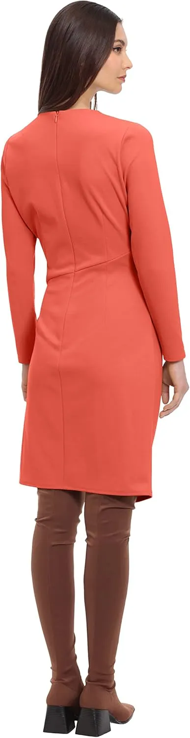 Donna Morgan Women's Long Sleeve Faux Wrap Dress