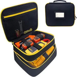 Double Layer Carry Case for Klein Tools Et310 AC Circuit Breaker Finder& Rt250 GFCI Outlet Tester,Electrical Test Kit,Tool Bag for KAIWEETS/AstroAI/Fluke Digital Multimeter, Clamp Meter(Case Only)