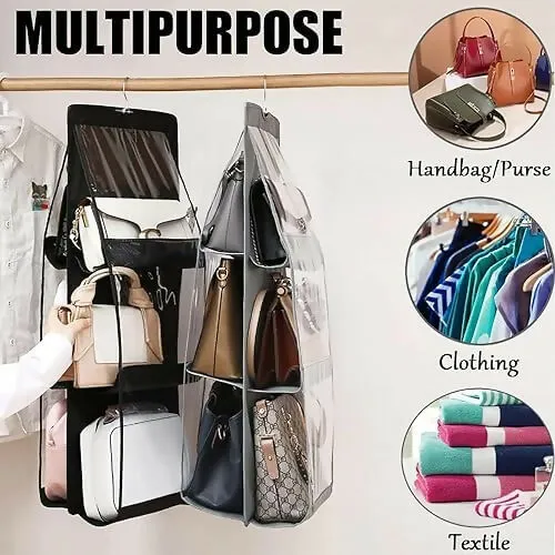 Double-Sided 30 Pocket Hanging Organizer Set Grey (Handbag & Undergarment Storage)