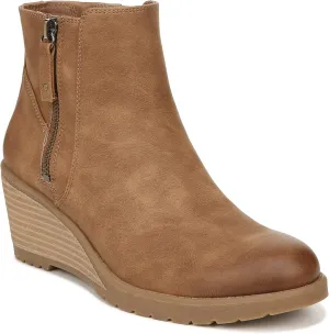Dr. Scholl's Shoes Women's Chloe Ankle Side Zip Wedge Bootie Honey Brown Smooth 8.5 M