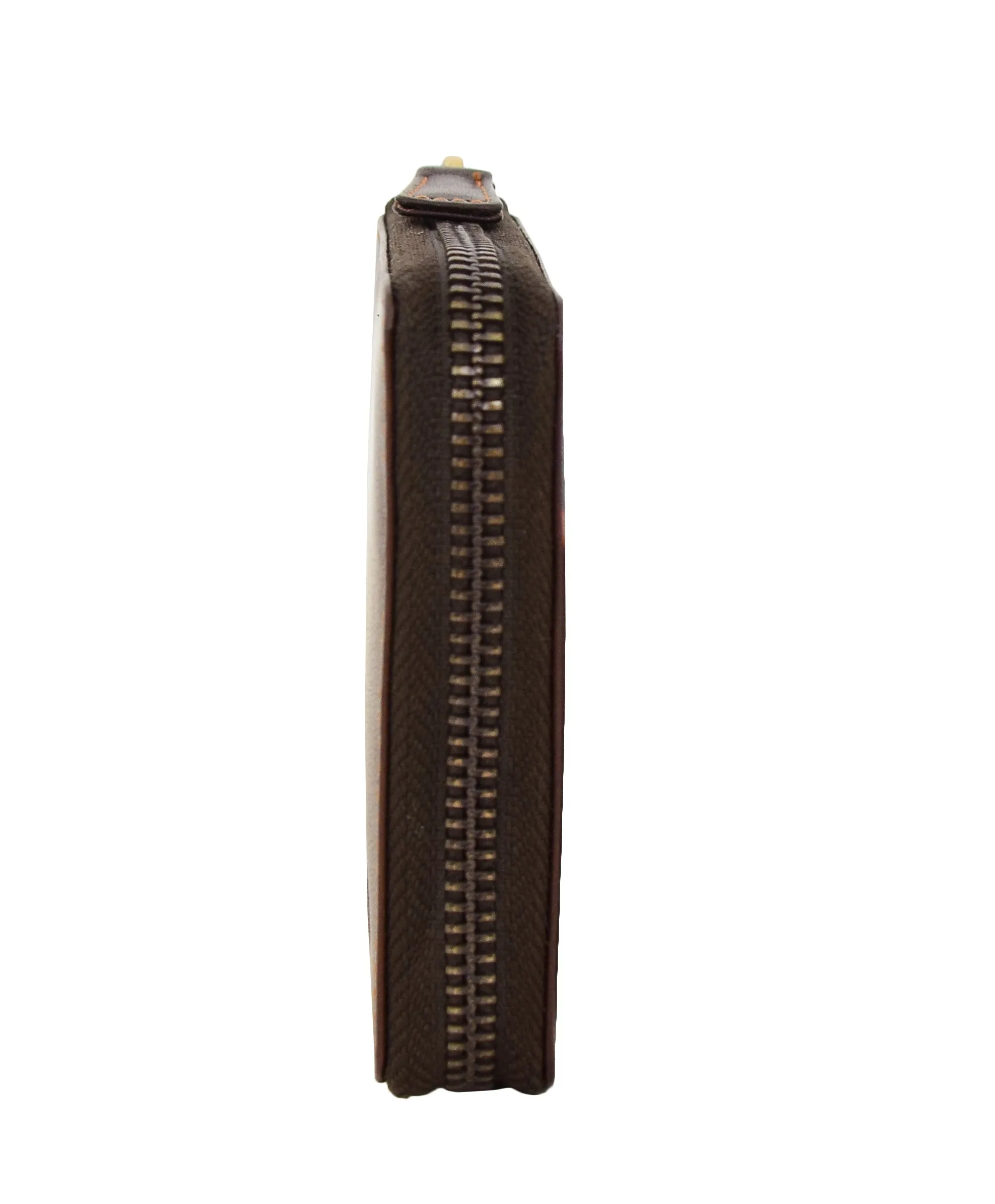 DR411 Men's Rfid Zip Around Real Leather Cards Coins Wallet Brown