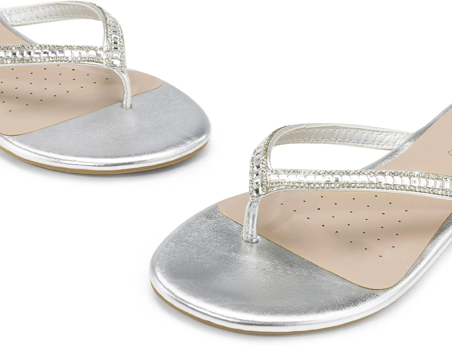 DREAM PAIRS Women's Fashion Rhinestones Design Slides Sandals