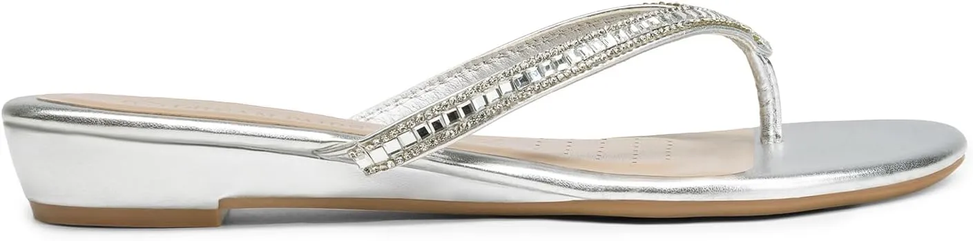 DREAM PAIRS Women's Fashion Rhinestones Design Slides Sandals