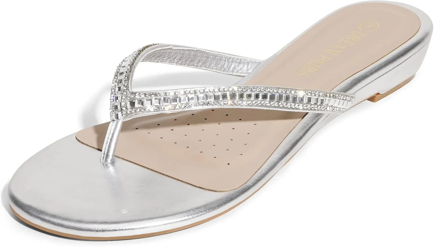 DREAM PAIRS Women's Fashion Rhinestones Design Slides Sandals