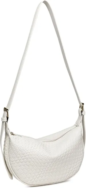 Dreubea Vintage Woven Handbag PU Leather Crescent Shoulder Crossbody Hobo Bag for Women Ladies