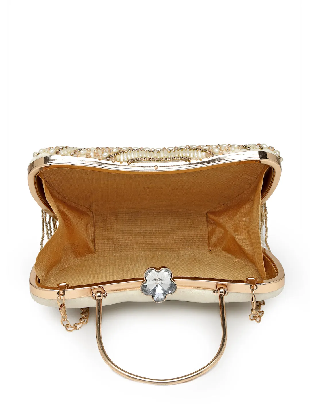 Droop Floral Embellished Velvet Clutch