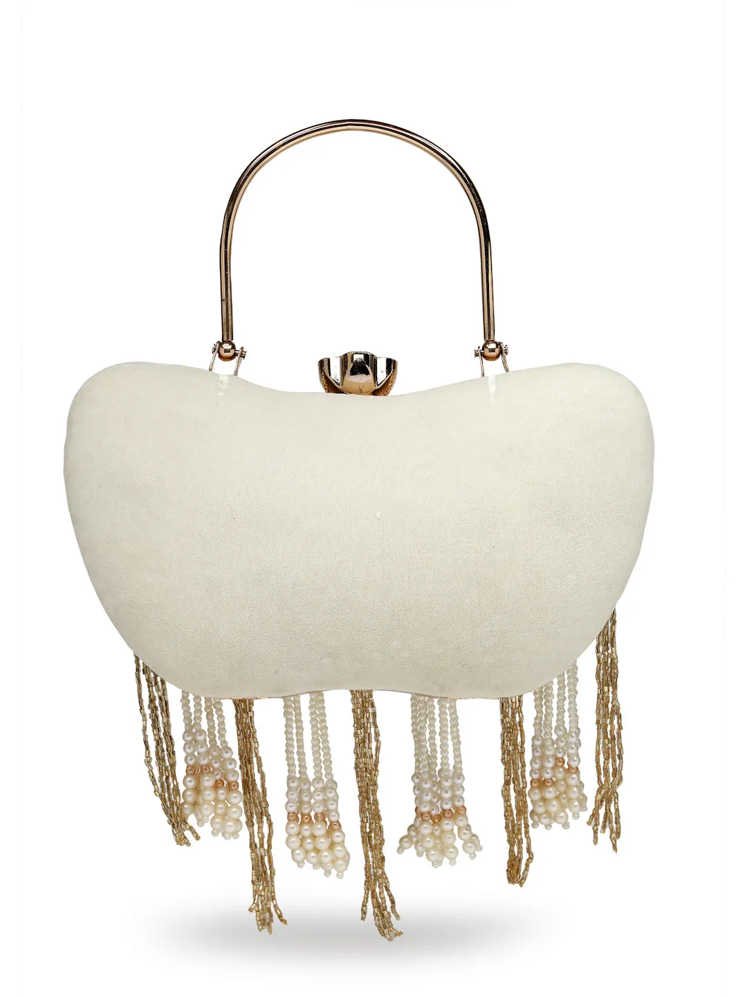 Droop Floral Embellished Velvet Clutch