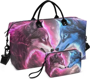 Duffel Bag for Travel, Wolf Fantasy Gym Bag with Multiple Interior Pockets Shoulder Weekender Bags for Women Men 20.5L x 7.9W x 13.8H