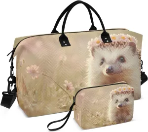 Duffel Bag for Traveling, Cute Hedgehog Garland Travel Bag Gym Bag, with Multiple Interior Pockets Shoulder Weekender Bag for Women Men with Toiletry Bag 20.5L x 1.9W x 13.8H