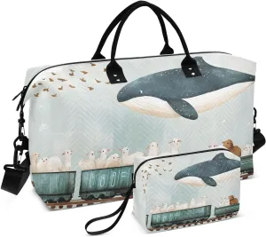 Duffel Bag for Traveling, Cute Whale Sheep Travel Bag Gym Bag, with Multiple Interior Pockets Shoulder Weekender Bag for Women Men with Toiletry Bag 20.5L x 1.9W x 13.8H