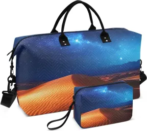 Duffel Bag for Traveling, Desert Nebula Blue Landscape Travel Bag Gym Bag, with Multiple Interior Pockets Shoulder Weekender Bag for Women Men with Toiletry Bag 20.5L x 1.9W x 13.8H