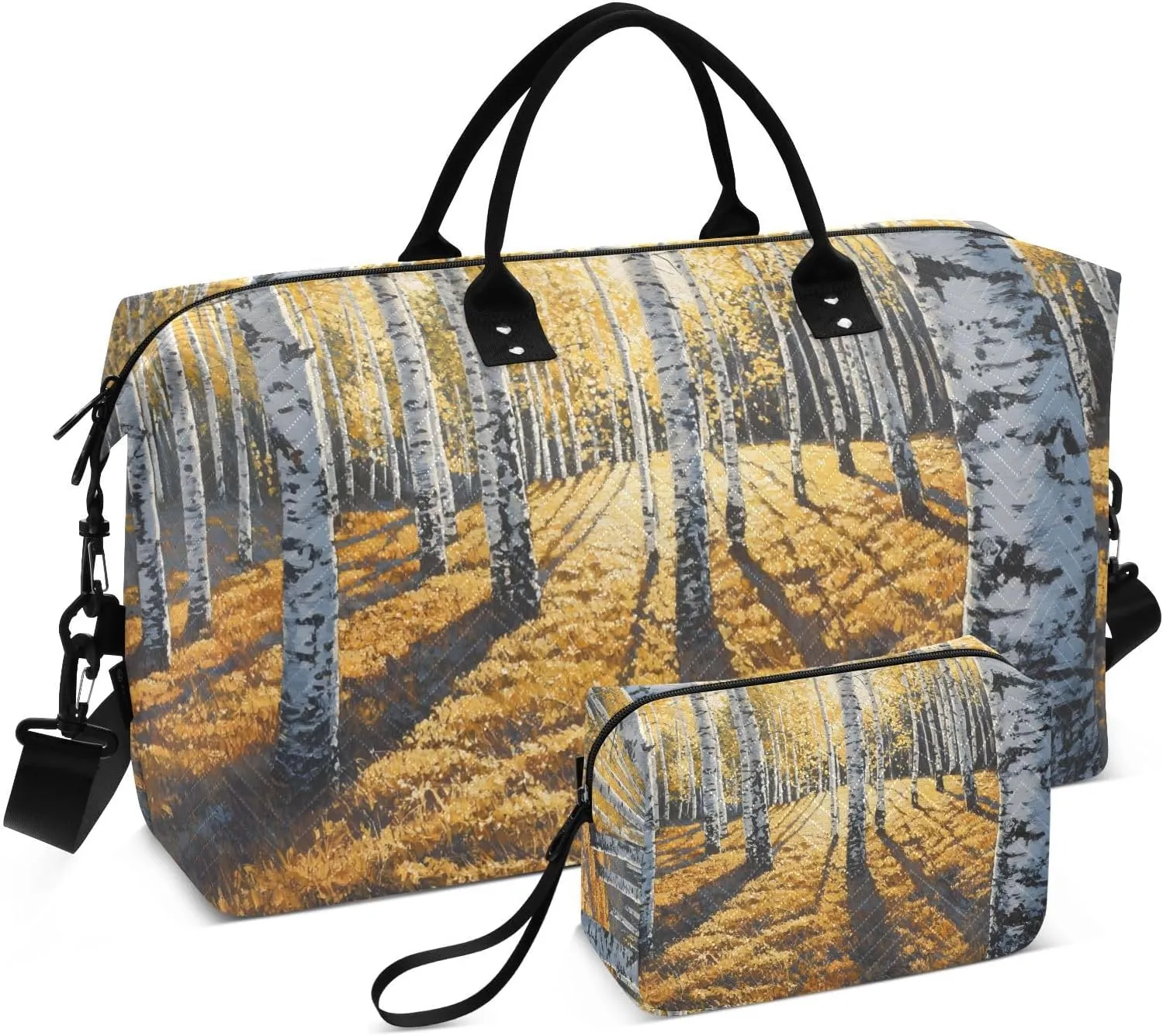 Duffel Bag for Traveling, Sunlit Birch Forest Travel Bag Gym Bag, with Multiple Interior Pockets Shoulder Weekender Bag for Women Men with Toiletry Bag 20.5L x 1.9W x 13.8H