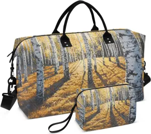 Duffel Bag for Traveling, Sunlit Birch Forest Travel Bag Gym Bag, with Multiple Interior Pockets Shoulder Weekender Bag for Women Men with Toiletry Bag 20.5L x 1.9W x 13.8H