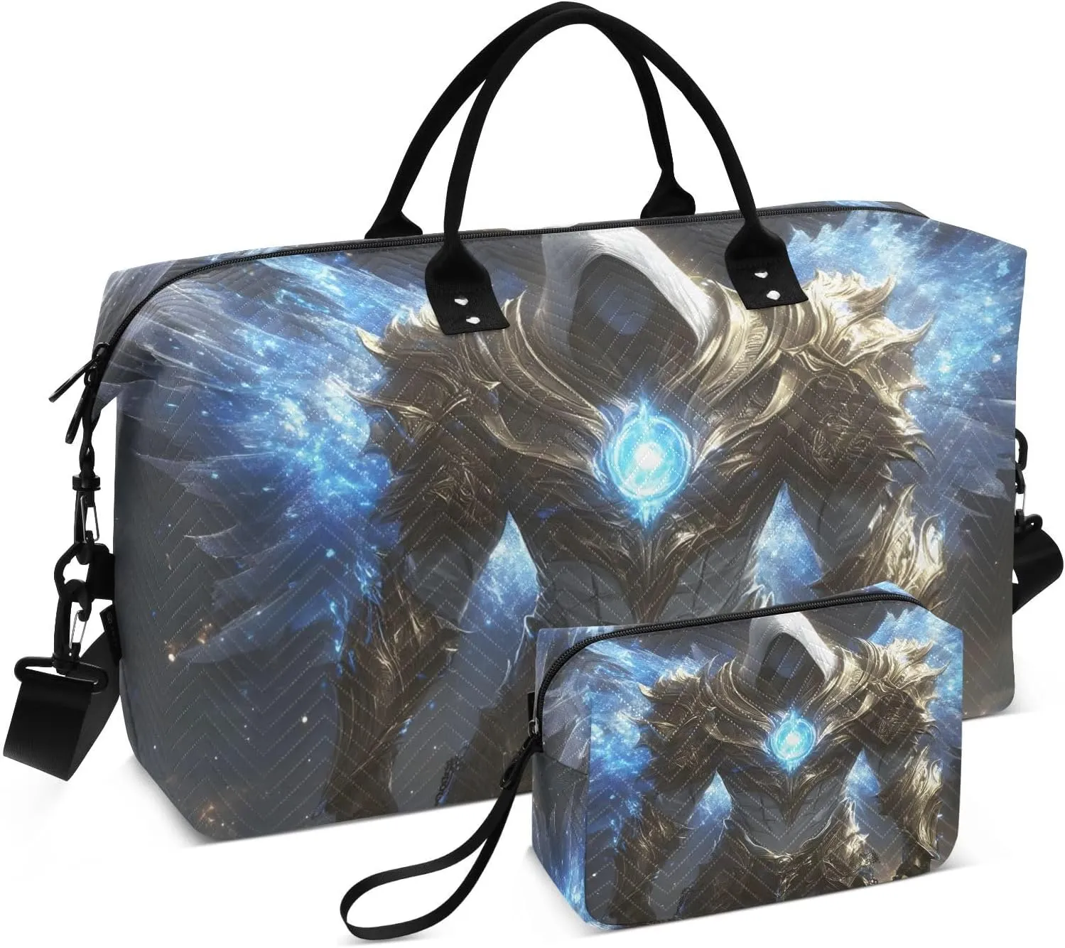 Duffel Bag for Traveling, Wings Archangel Blue Travel Bag Gym Bag, with Multiple Interior Pockets Shoulder Weekender Bag for Women Men with Toiletry Bag 20.5L x 7.9W x 13.8H