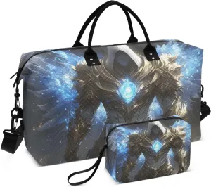 Duffel Bag for Traveling, Wings Archangel Blue Travel Bag Gym Bag, with Multiple Interior Pockets Shoulder Weekender Bag for Women Men with Toiletry Bag 20.5L x 7.9W x 13.8H