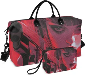 Duffel Bag for Traveling, Woman Lip Cool Travel Bag Gym Bag, with Multiple Interior Pockets Shoulder Weekender Bag for Women Men with Toiletry Bag 20.5L x 7.9W x 13.8H