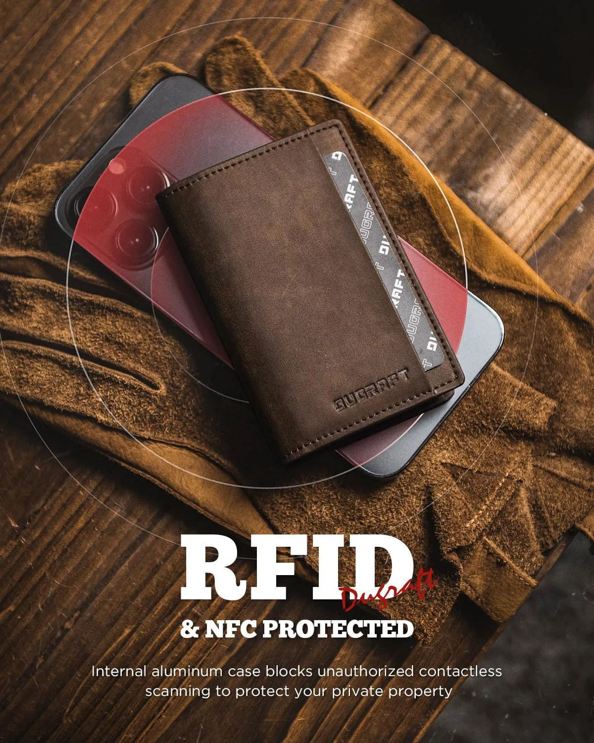 DUGRAFT Mens Bifold Card Holder with POP UP Credit Card Ejector RFID Blocking, ID Window and 2 Extra Card Slots, Gift Box Packed, Coffee Brown
