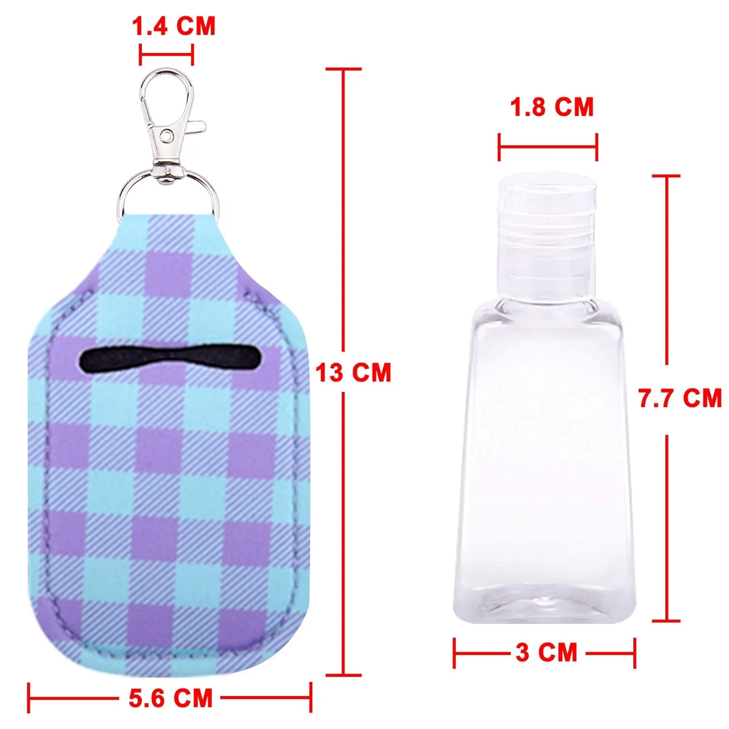 Duufin 40 Pieces Hand Sanitizer Holder Empty Travel Bottle Set: 20 Hand Sanitizer Keychain Holders and 20 Reusable Flip Cap Travel Bottles
