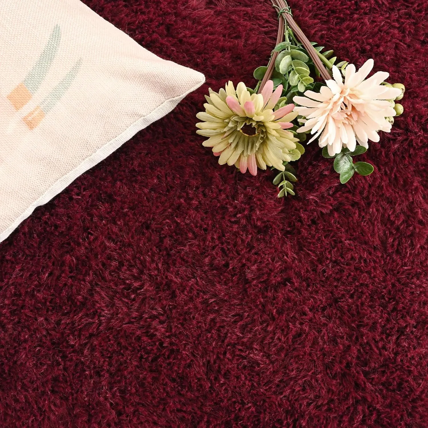 DweIke Area Rugs for Bedroom Living Room, 4x6 Fluffy Burgundy Red Rug Non-Slip Carpet for Kids Boys Girls Teen Dorm Nursery Home Decor, Super Soft Shaggy Plush Indoor Bedside Carpets