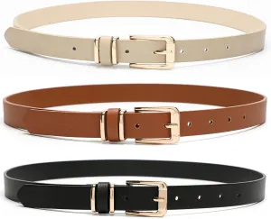 Earnda Women's Skinny Waist Belts for Jeans Dress, PU Leather Pin Buckle Thin Belt