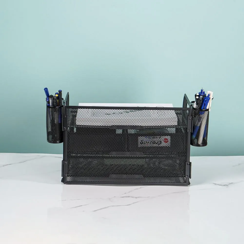 Efficient Mesh Desk Organizer with 3 Drawers and Pen Holders