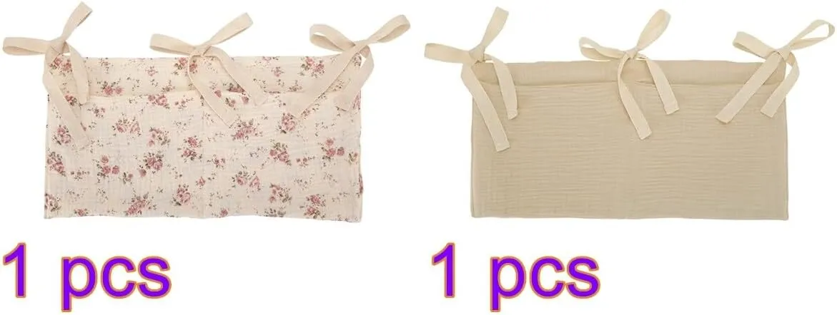 Eforcase 2PCS Baby Crib Organizer Cot Caddy Bed Storage Bag Hanging Pocket Diaper Nursery Organizer Bed Hanging Organizer Bag