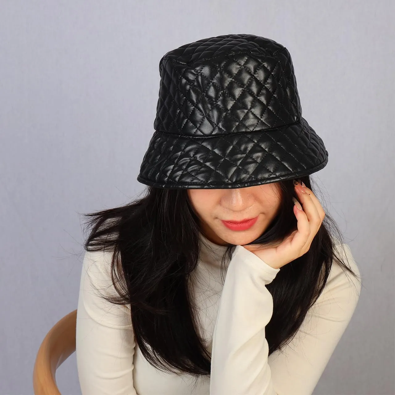 Eigso Retro Leather Bucket Hat for Women Men Fashion Simplicity Outdoor Fisherman Hat for Woman Man