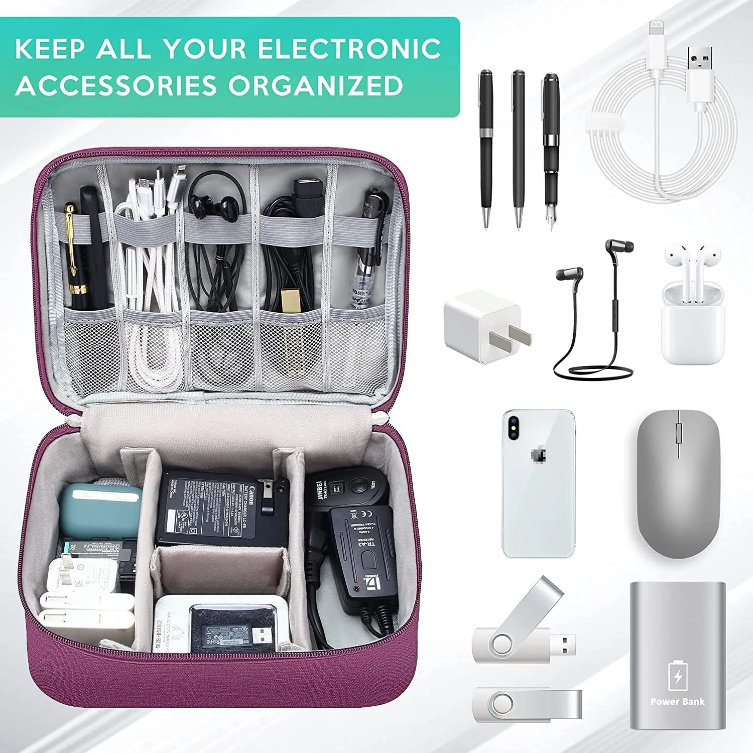 Electronics Organizer Travel Cable Organizer Bag Waterproof Portable Digital Storage Bag Electronic Accessories Case Cable Charger Organizer Case