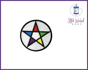 Element Pentagram, Color Pentagram, Pentacle Star Fully Embroidered Patch
