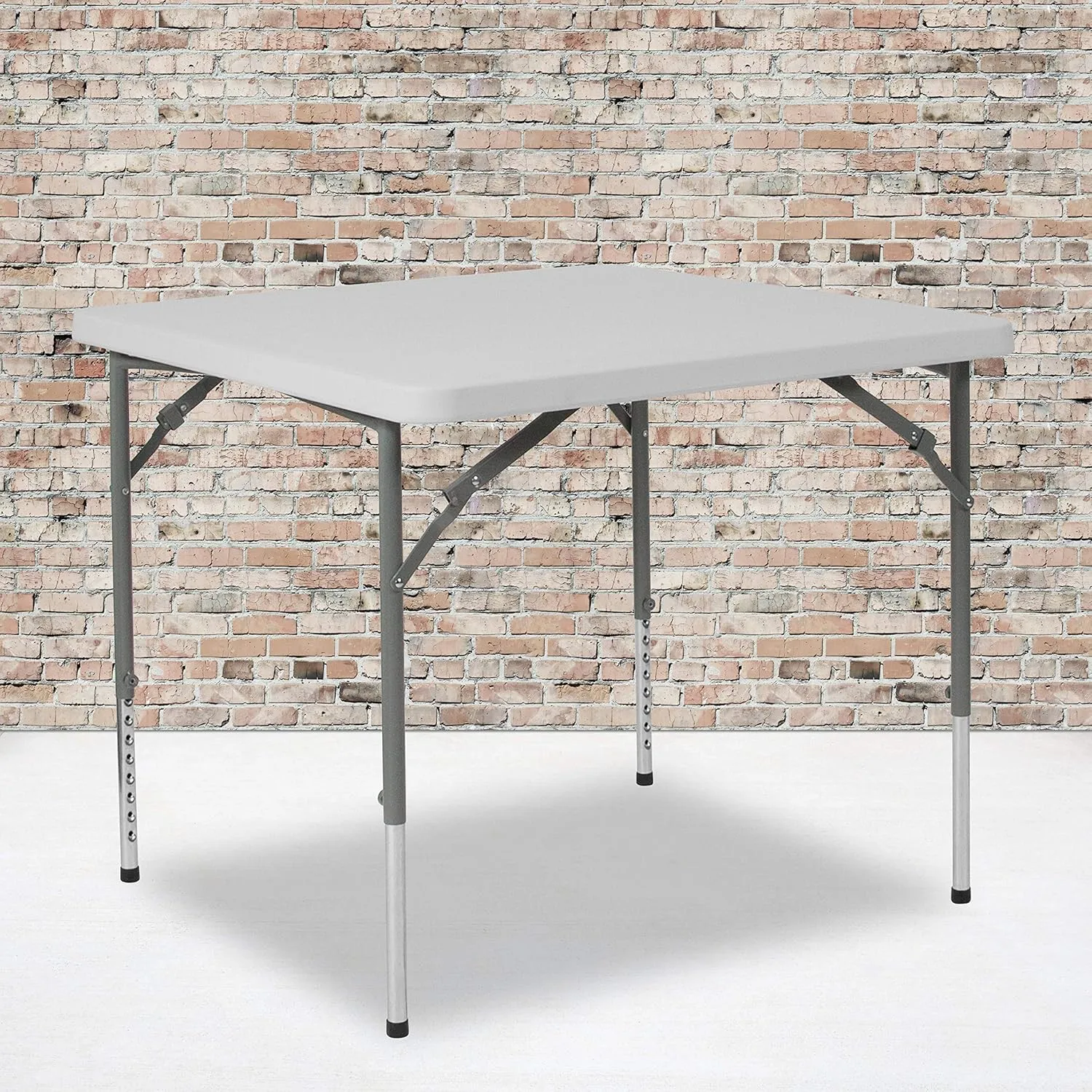 EMMA   OLIVER 2.79-Foot Square Height Adjustable Granite White Plastic Folding Table