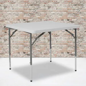 EMMA   OLIVER 2.79-Foot Square Height Adjustable Granite White Plastic Folding Table