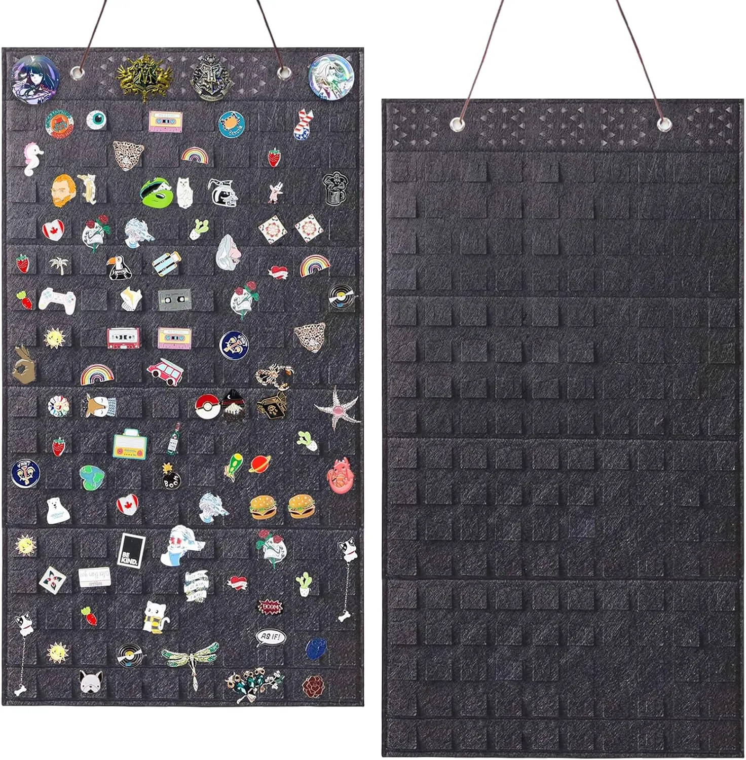 Enamel Pin Display Case - Holds Up to 170 Pins, Brooch Collection Storage Holder, Dark Grey