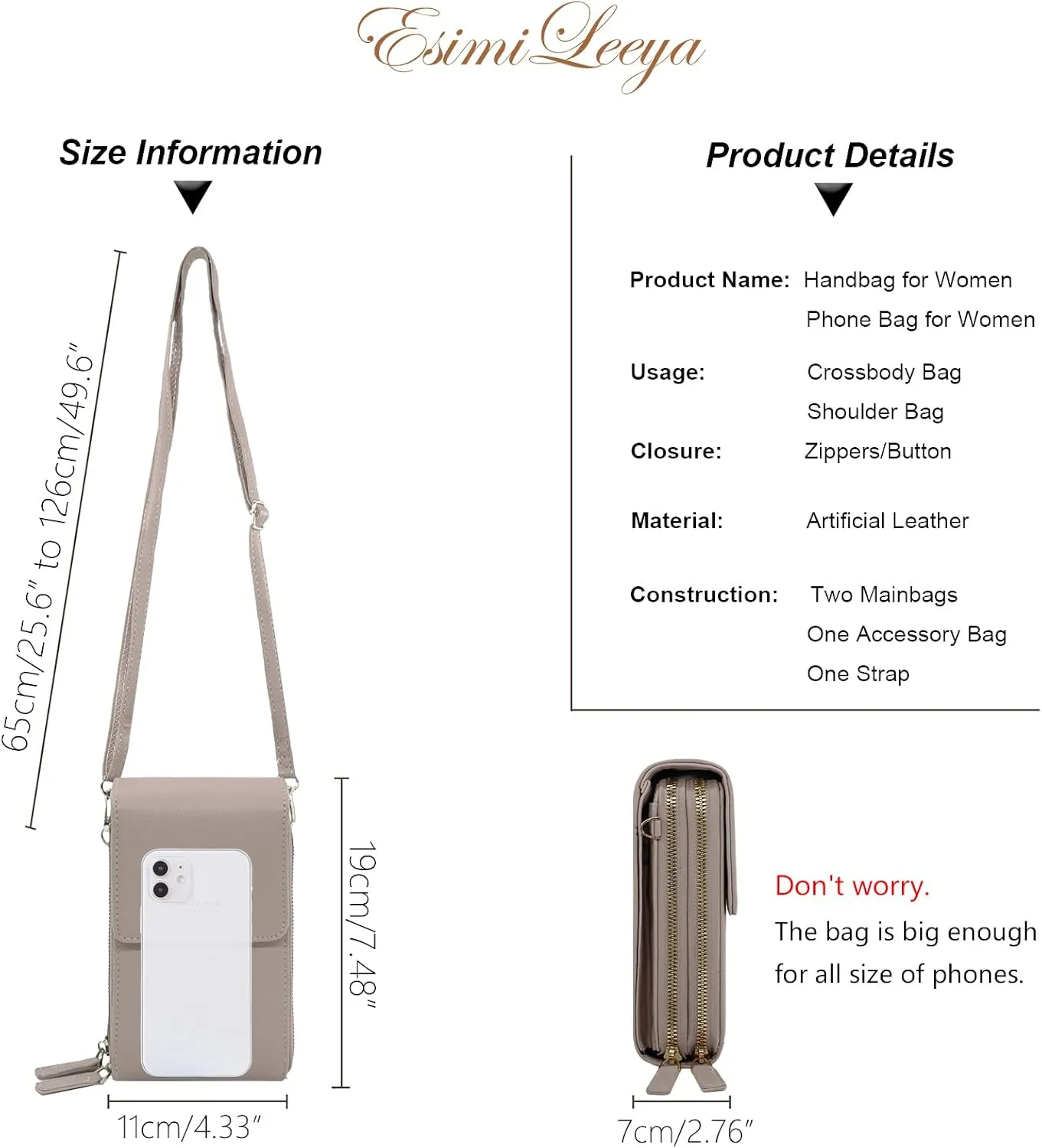 Esimileeya Small Compact Cell Phone Crossbody Bags for Women Trendy Purses Touchscreen Shoulder Bag with Credit Card Slots
