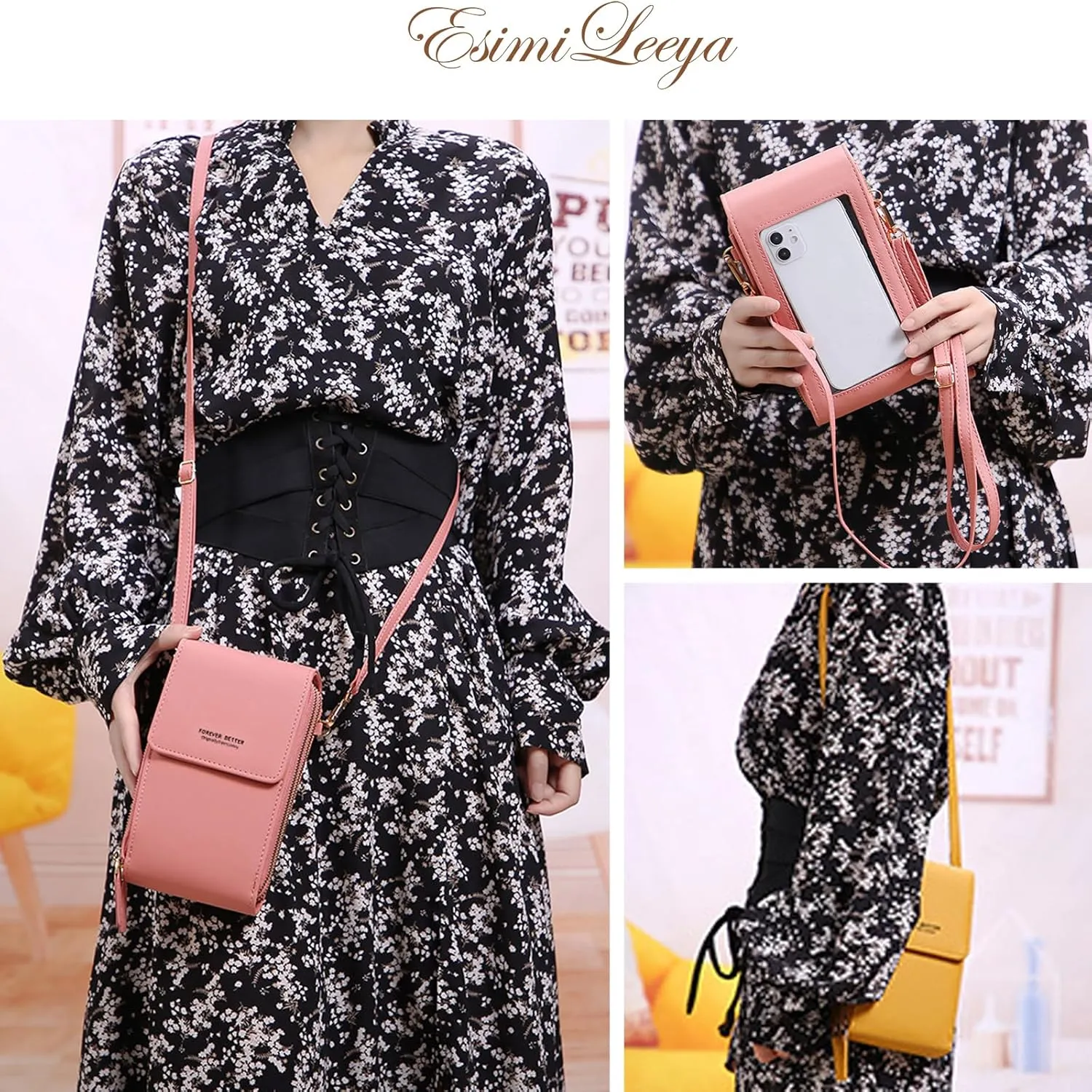 Esimileeya Small Compact Cell Phone Crossbody Bags for Women Trendy Purses Touchscreen Shoulder Bag with Credit Card Slots