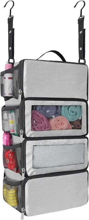 esouler Suitcase Organizer - Hanging Packing Cubes & Portable Shelves for Carry-on (Grey, Small)