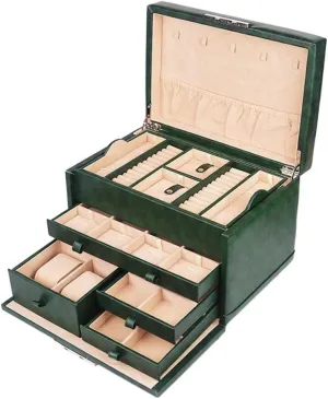 European-style Large-capacity Lockable Jewelry Watch Necklace Jewelry Storage Box Multi-fution (Gray H22*W24*34.5CM)