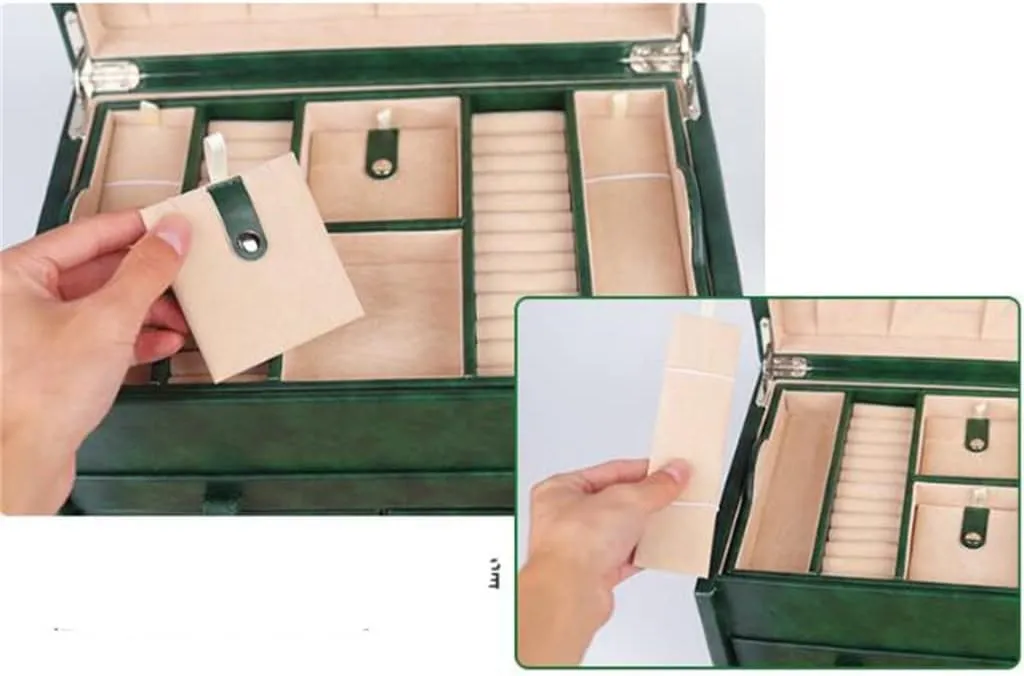 European-style Large-capacity Lockable Jewelry Watch Necklace Jewelry Storage Box Multi-fution (Gray H22*W24*34.5CM)